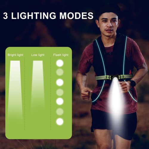 ZEMBSOYA LED Reflective Running Vest, Night Running Light Rechargeable, Waterproof High Visibility Lightweight Running Vest for Outdoor Walking Riding Mountaineering
