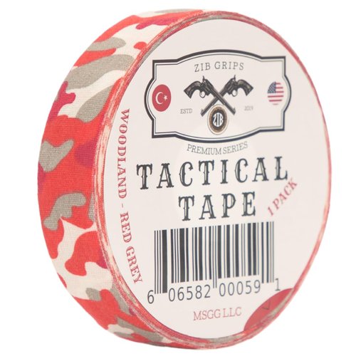 Zib Grips Protective Multipurpose Black Tape for Guns, 0.79 Inch x21.87 Yards, Water Resistant & Non-Reflective Grip to Wrap Improve Handles, Cloth Hockey Stick Tape (Army Pattern - Red Grey)