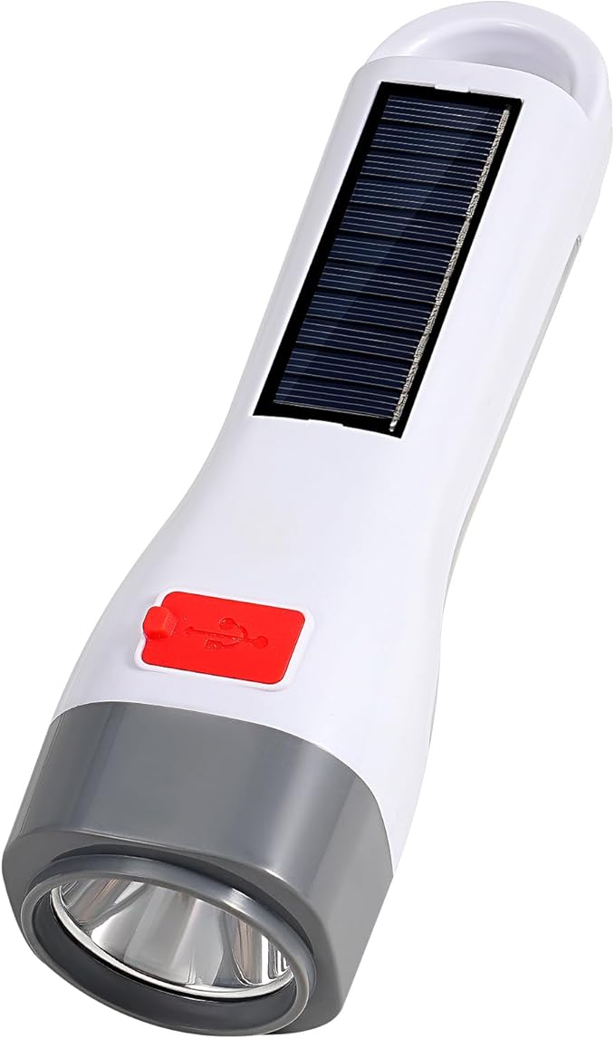 Solar LED Flashlight for Power Outages, Rechargeable Camping Flashlights with High Lumens, 5 Modes, Powerful and Bright Tactical Flash Light for Emergency, Outdoor, Home Use
