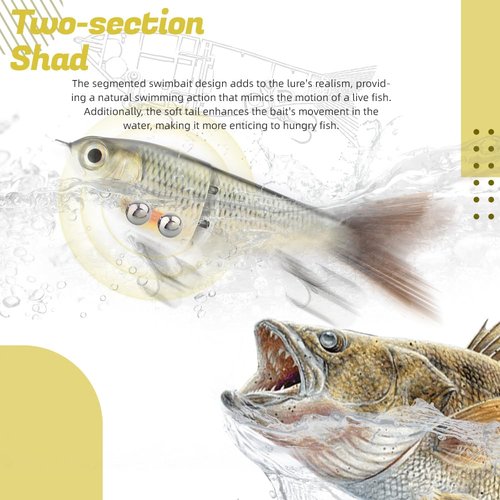Uozaze Glide Bait for Fishing, Freshwater & Saltwater, Lifelike Jointed Swimbait for Bass, Trout, Walleye & More, Slow Sinking, 3 Count, 4.7" Medium, 0.62oz