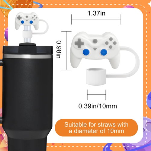 4PCS Game Straw Covers Cap for Stanley Cup 40&30 Oz, 10mm Straw Covers Toppers for Stanley Tumblers Accessories