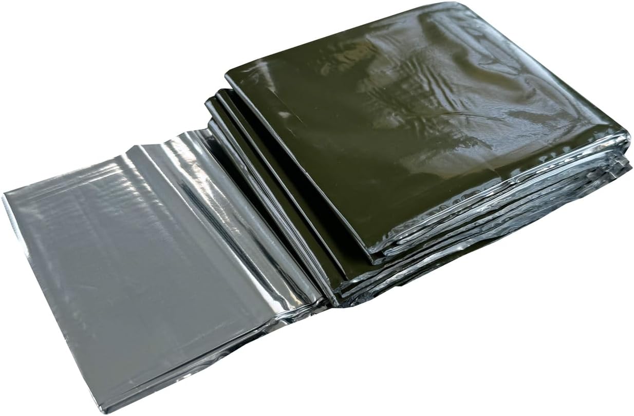 Rescue Essentials Hypothermia Wrap Blanket, Oversized 60" x 96", Mylar/Lightweight Polyethylene Fabric (OD Green)