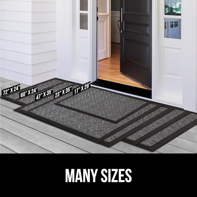 GORILLA GRIP 100% Waterproof All-Season WeatherMax Doormat, Durable Natural Rubber, Stain and Fade Resistant, Low Profile, Indoor Outdoor Door Mats, Easy Clean Entrance Mat, 17x29, Burgundy Leaves