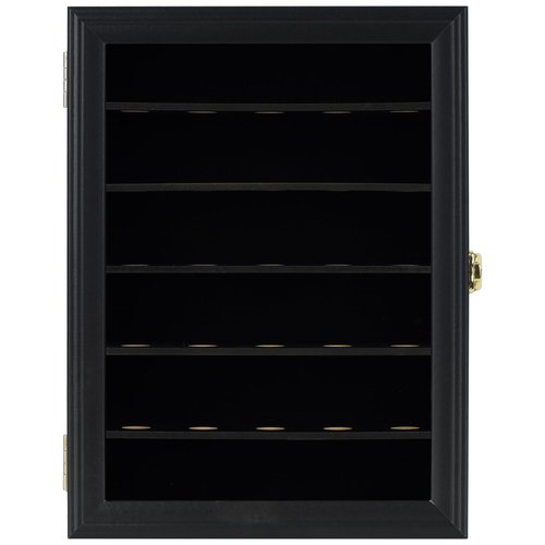 Golf Ball Display Case for 30 Golf Balls, Display Cabinet Great Golfer Memorabilia Gift for Golf Enthusiasts, Wall Mount with Lockable Door Black