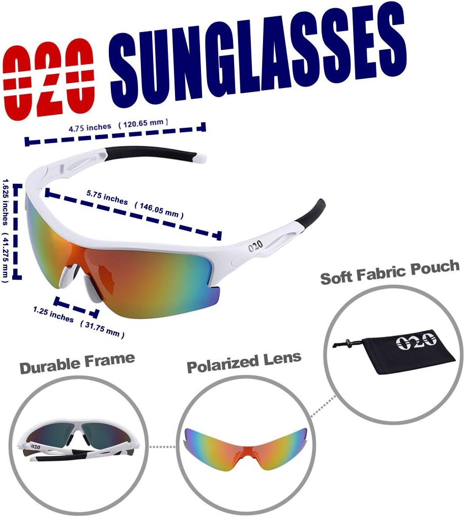 O2O Polarized Sports Sunglasses for Running Jogging Baseball Softball Men Women Teens Youth