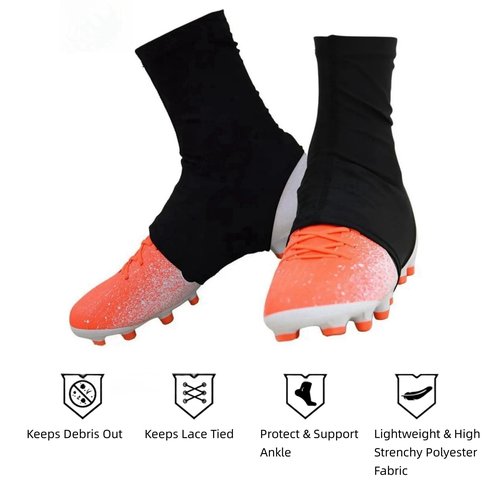 Sanseenia Football Spats/Cleat Covers, Cleat Socks, Cleat Sleeves for Soccer, Lacrosse, Baseball & Softball Youth Adults, Cleat Spats Keeps Cleats Tied Turf Pellets Out (Black, Small)