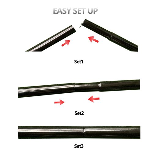Tent Poles Adjustable Tarp Poles Steel Rods for Tarp Canopy Camping Replacement Set of 4 +Pegs & Reflective Ropes (Black/4)