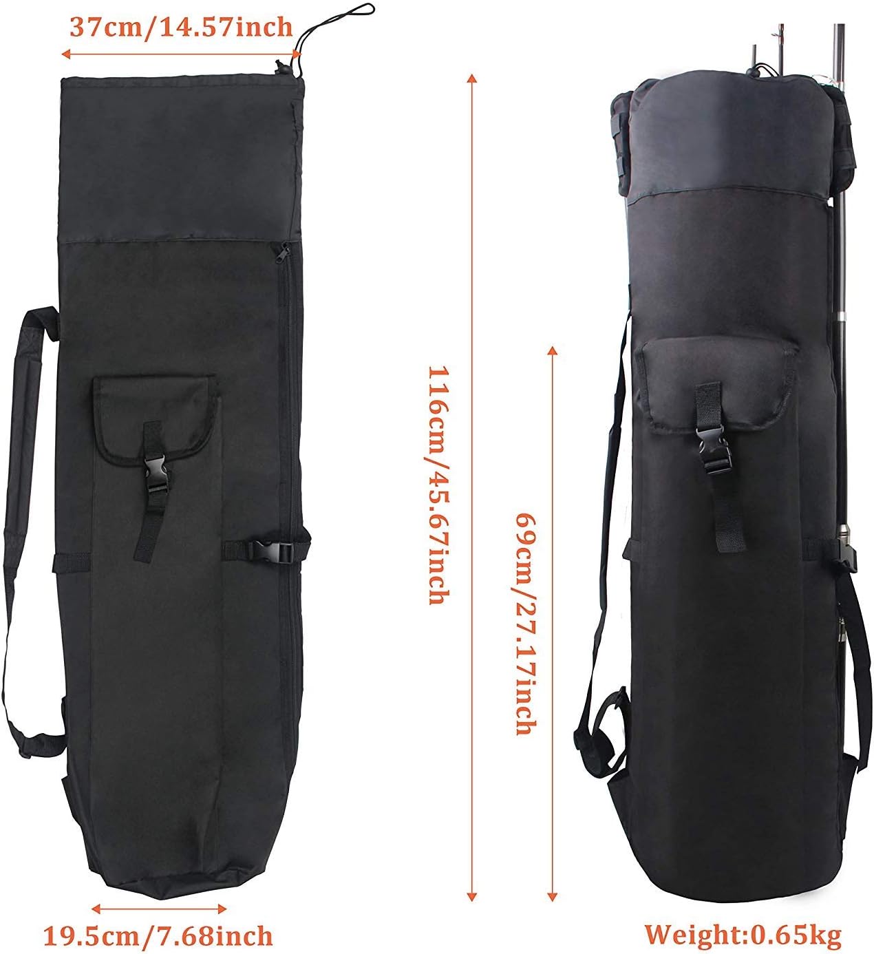 Multifunction Fishing Pole Bag - Waterproof Rod Reel Bag Carrier Case, Durable Canvas Tackle Large Storage Gift for Men Travel, Khaki