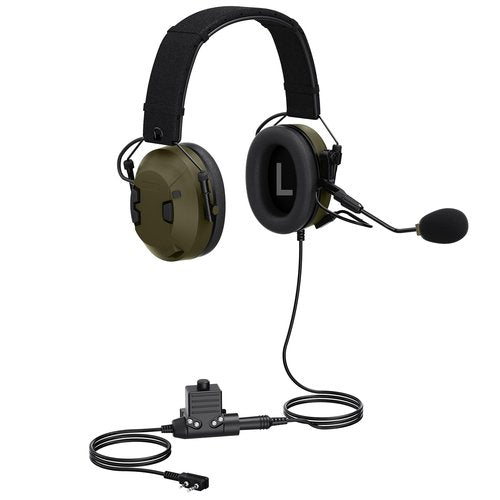 stdgove Tactical Walkie Talkie Headset Hunting Shooting Airsoft Earmuffs Ptt Boom Mic Microphone,Active Sound Pick-up,Noise Reduction Radio Headphone,for RT68 H-777 RA89 RA79 UV-5R 5RM AR152(Green)