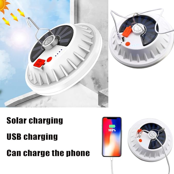 LED Camping LED Tent Solar Lantern Bulb Lights 6000LM 5 Mode USB Rechargeable Remote Control Portable Lamp Tent Hanging Flashlight Outdoor Fishing Emergency Courtyard Garden 2 Pack
