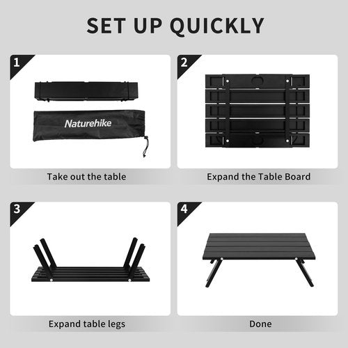 Naturehike Ultralight Compact Camping Table, Mini Beach Picnic Folding Backpacking Table with Carry Bag