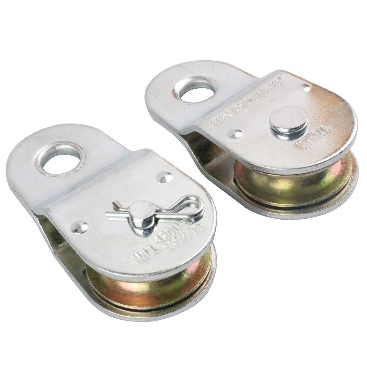 Zinc Plated Fixed Single Pulley Fixed Eye Steel Pulley 1-1/2" (2 Pack)