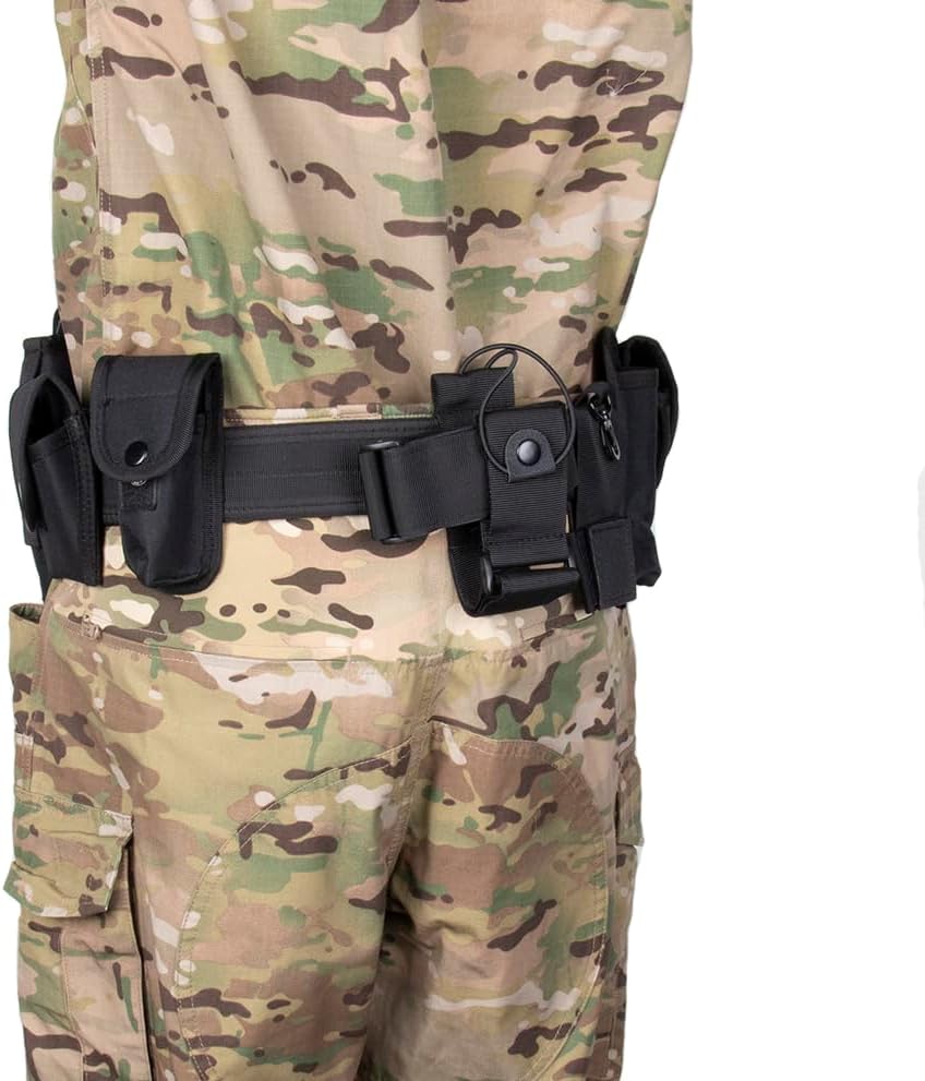 Tactical Waist Belt with 10pcs Bags Holster Set Law Enforcement Modular Equipment System Security Military Duty Utility Belt Camping Hunting, Sports and Outdoor