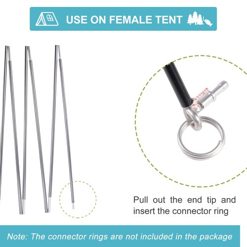 Tent Poles Replacement 8.5mm/0.33", Pre-Assembled Aluminum Tent Pole 14.7 ft, 7001 T6 Heated Rod, Single Pole Pack, Gray