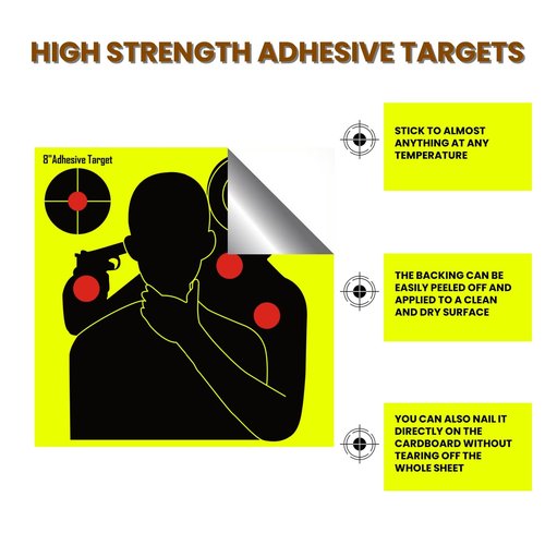 Lipulacer 8x8 inch Hostage Targets, Multi-Bullseye Splatter Target Rescue The Hostages, Shots Burst Bright Fluorescent Yellow Shooting Targets for Target Practice - 20Pack