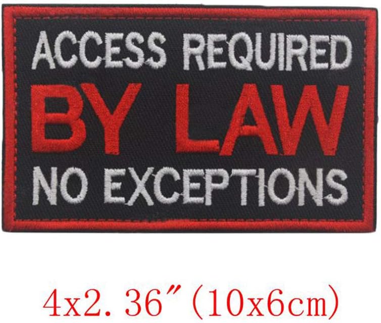 QTao UPA150 Hook & Loop Service Dog Patch Vests/Harnesses Access Required by Law No Exceptions Military Tactical Morale Patches (2pcs l)