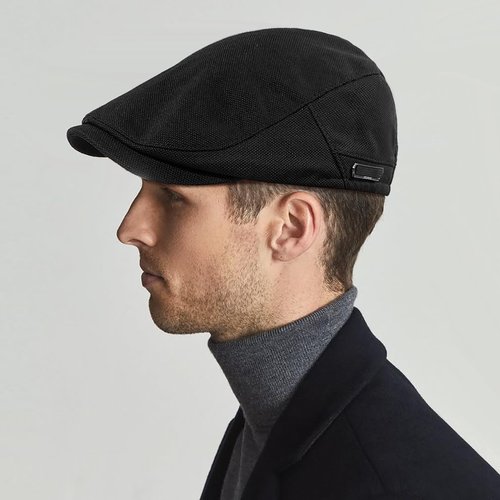 Taidor Newsboy Hats for Men Flat Cap Adjustable Irish Cabbie Ivy Driving Hunting Hat Black
