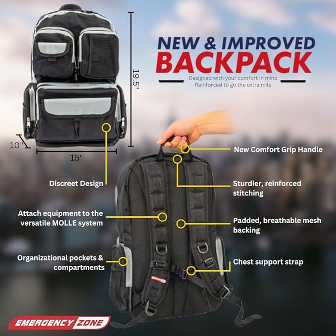 Urban Emergency Survival Kit - 2 or 4 Person Bug Out Bag | 72-Hours | Emergency Food Rations, Water with Survival Gear and Supplies for Disaster Preparedness