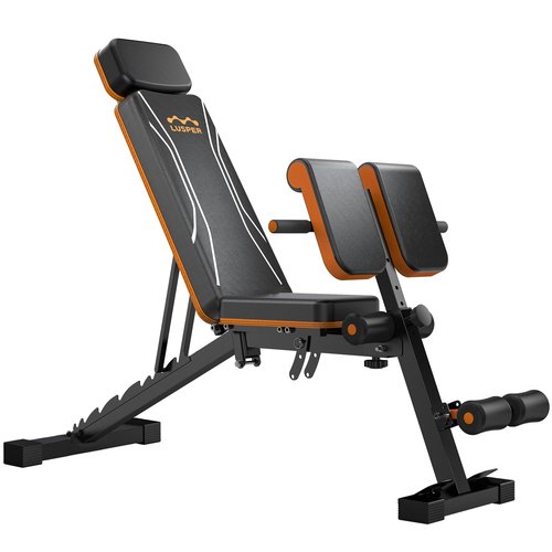 Lusper Multi-Functional FID Weight Bench, Roman Chair, Workout Bench, Sit Up Bench for Hyper Back Extension and Full Body Workout (800lb Black)