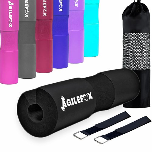 AGlLEFOXX Barbell Pad - Squat Pad-Hip Thrust Foam Pad, Comfort & Safety for Strength Training and Hip Thrust- Provides Cushion to Neck and Shoulders While Training (Black)