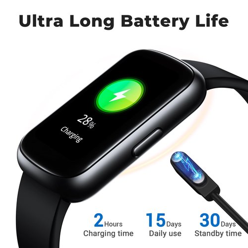 Fitness Tracker Smart Watch, 1.47" Full Touch Health Tracker with 24/7 Heart Rate & Blood Oxygen Monitor, Sleep Tracker, 3ATM Waterproof Step Tracker Activity Tracker for Women Men, Deep Black