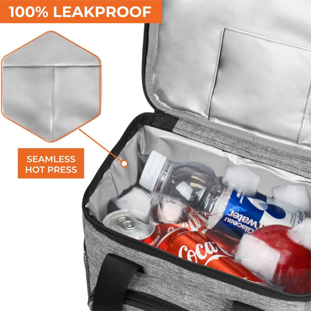 OPUX Soft Cooler Bag, Insulated Collapsible Lunch Cooler Bag for Men Work Camping Beach Travel, Portable Soft Sided Leakproof Waterproof Large Lunch Bag Box with Shoulder Strap 18 Cans, Heather Navy