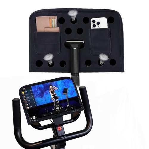 Neoprene Monitor Cover for Exercise Bike Screen,Universal Exercise Bike Screen Protector with Mobile Phone Pocket and Wallet Pocket,Waterproof Anti-UV,Damage Prevention,Accessories for Treadmill/Bike