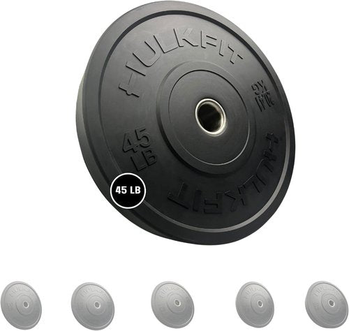 HulkFit 2-inch Sport Series Olympic Weight Plates Bumper Plates for Barbell Weightlifting Strength Training with Shock Absorbing Low Bounce Technology - Black & Multicolor