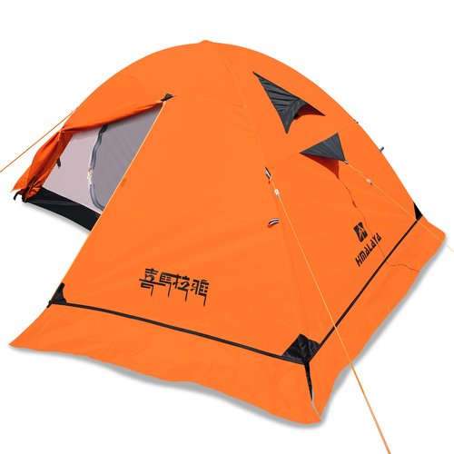 Himalaya 4 Season Camping Tent for Hiking, 3 Person Camping Dome Tent, Backpacking Tent Waterproof Windproof Portable for Outdoor Camping Trekking Beach (Tent with Hem, Orange)