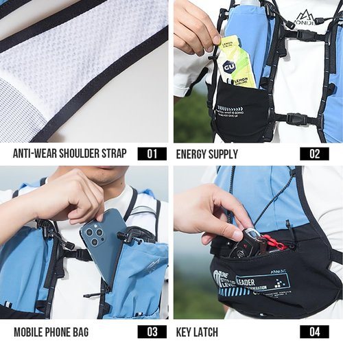 AONIJIE Running Hydration Vest Backpack 5L Marathon Race Cycling Hiking Climbing Trail Running Essentials for Women Men (Blue)