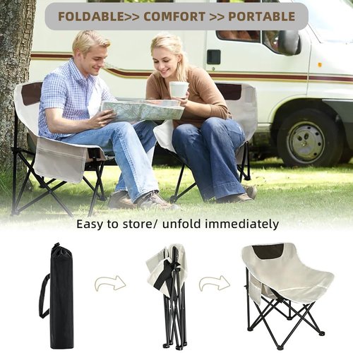 Zertylre Folding Camping Chair Set of 3,Lightweight Camp Chairs with Table,Large Lawn Chair Portable for Adults Hiking,Fishing,Beach,Picnic,Patio,Travel,Carry Bag(L)
