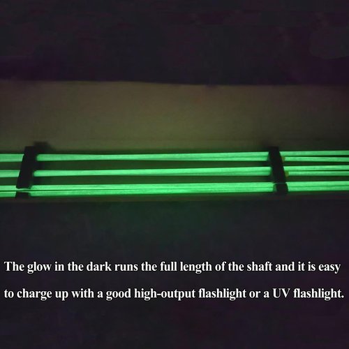 KEAUP 6 Pack 32 inch Bowfishing Arrows Luminous with Broadheads and Safty Slides Bowfishing Bow for Compound Bow Recurve Bow Fishing Hunting