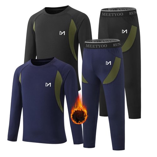 MEETYOO Thermal Underwear for Kids, Boys Thermal Underwear Set Long Underwear Long Johns for Kids, Base Layer for Winter