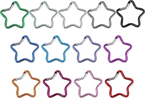 2Pcs Carabiner Clip Star Shaped Climbing Buckle, Camping Fishing Hiking Traveling Spring Loaded Carabiner, Gun Color Aluminum Alloy Heavy Duty Keyring, Keychain Carabiners Accessories