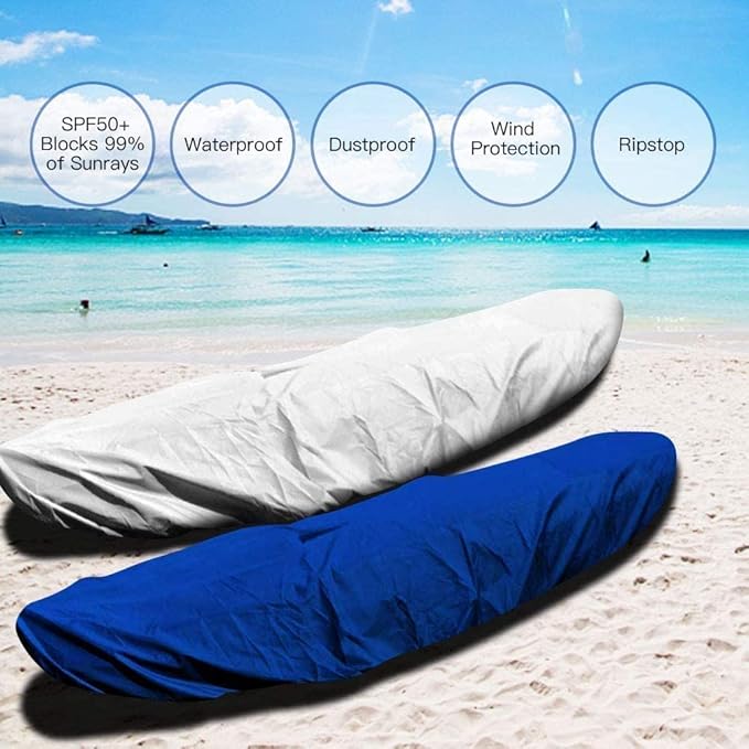 7.8-18ft Waterproof Kayak Canoe Cover-Storage Dust Cover UV Protection Sunblock Shield for Fishing Boat/Kayak/Canoe 7 Sizes [Choose Color] (Black(Upgraded), Suitable for 12.3-13.5ft Kayak)