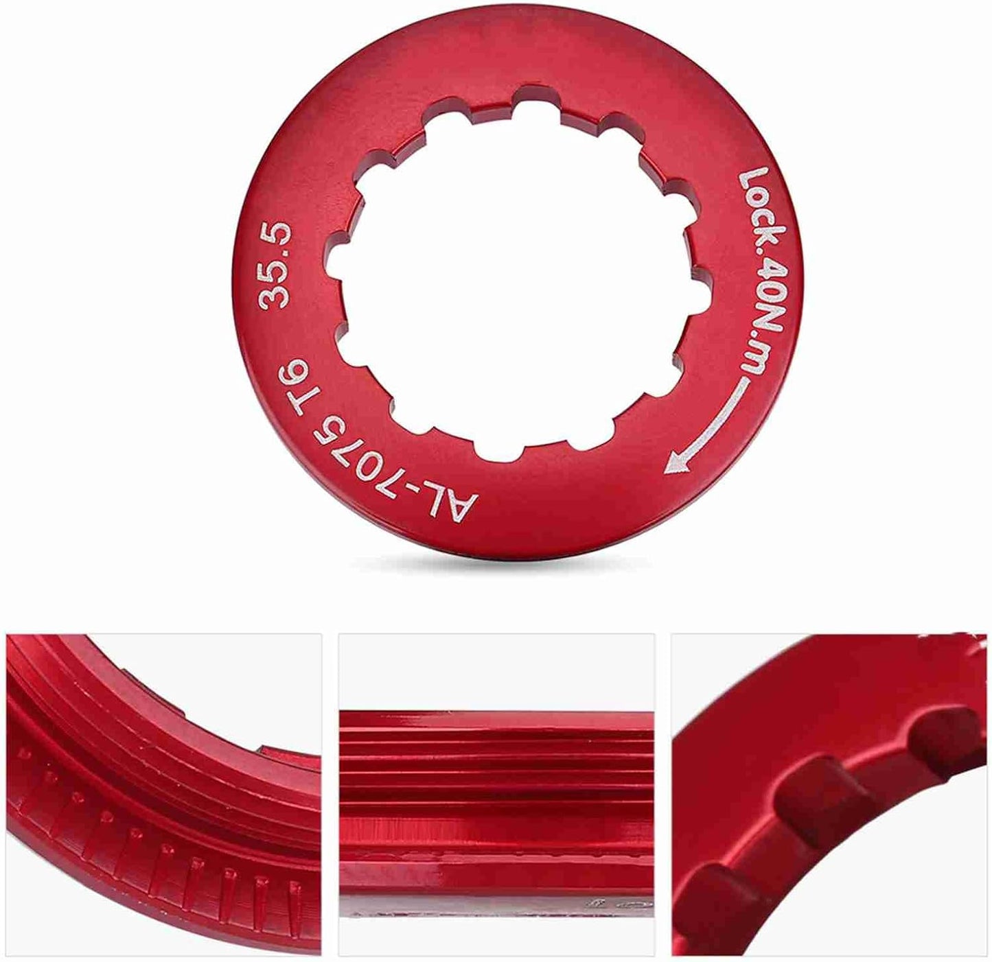 VGEBY Cassette Lockring, Cassette Lock Ring for 7-11 Speed Mountain Bike (Red) Cassette Lockring