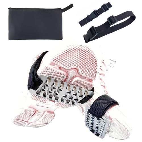 One Fit All Ice Cleats for Shoes and Boots Size 3.5-10.5, Quick Slip On Ice and Snow Grips with Add-On Straps for Men, Women and Kids, Everyday Use Mid-Sole Traction for Hiking, Walking Commuting