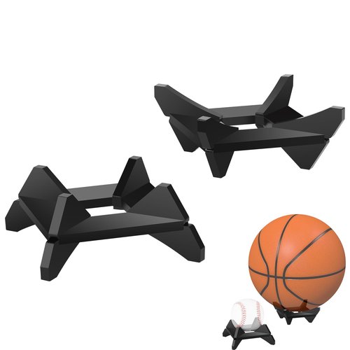 Cosmos 2 Pcs Ball Display Stand Holder Sports Ball Storage Desk Décor Rack, Reversible Holds Large or Small Ball for Displaying Basketball Soccer Football Rugby Baseball Tennis Golf Ball (Black)