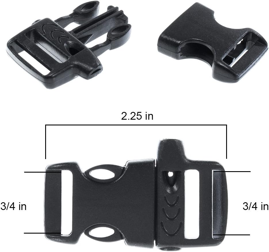 West Coast Paracord Side Release Whistle Buckle – 5, 10, or 20pc Pack Sizes – Choose from Options – 3/4 Inch