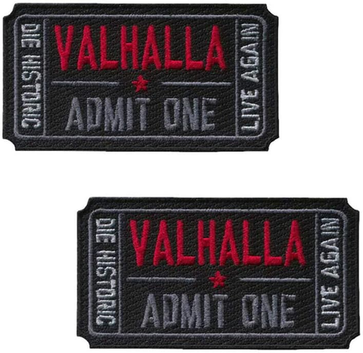 Ticket to Valhalla Admit One Die Historic Live Again Tactical Morale Badge Embroidery Iron on Patch (2Blacks)