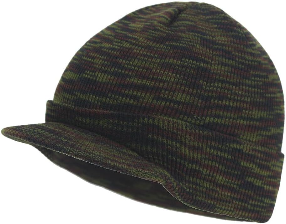 The Vintage Year Plain Sports Visor Billed Knit Radar Cuff Beanie