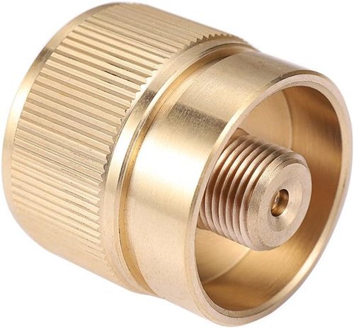 Camping Stove Adapter 1LB Propane Small Tank Input and a Lindal Valve EN417 Output Outdoor Cylinder LPG Canister Convert (Brass)