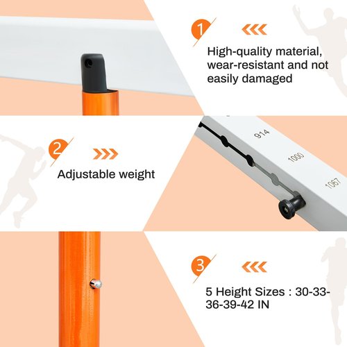 Blulu 2 Pcs Adjustable Track and Field Hurdles Height Sports Training Hurdle with Counterweight Heavy Duty Track and Field Equipment Practice Training from 30 to 42 Inch for Athletes Adults (Orange)