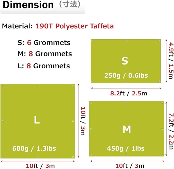 Azarxis Waterproof Camping Tent Tarp Hammock Rain Fly Footprint Ground Cloth Shelter Sunshade Beach Picnic Blanket Mat for Outdoor Camping Park Lawn