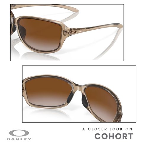 OAKLEY Cohort OO9301 930102 61MM Sepia/Dark Brown Gradient Rectangular Sunglasses for Women+ Bundle Accessory Leash Kit, Microfiber Pouch