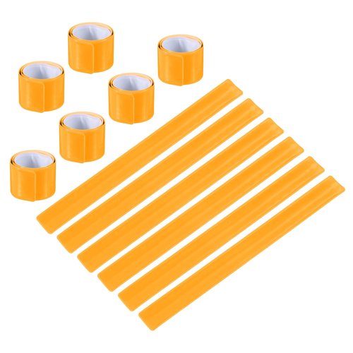 PATIKIL Reflective Slap Bands, 12 Pcs Reflector Band Snap Bracelet Armbands High Visibility Safety Reflectors Wrist Strap Strips for Night Jogging Cycling Running Hiking, Yellow