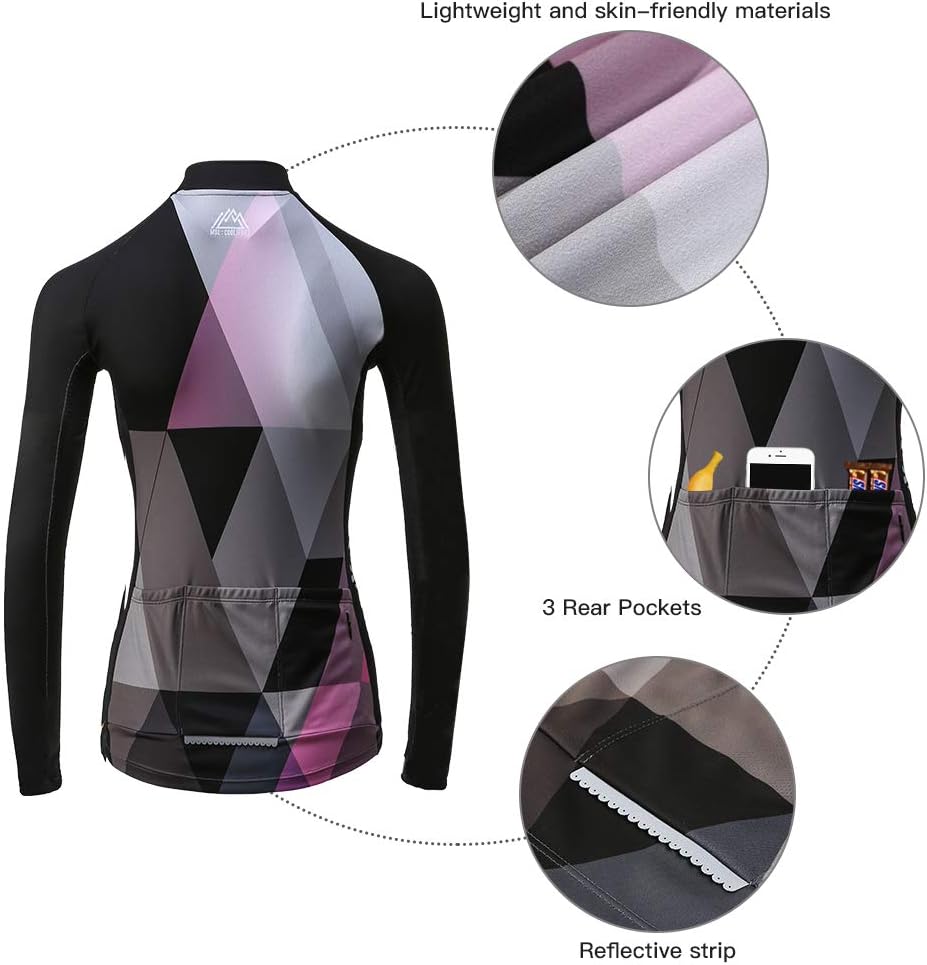 Mysenlan Women's Cycling Long Sleeve Breathable Jersey Set 3D Padded Long Pants Bike Shirt Bicycle Tights Clothing