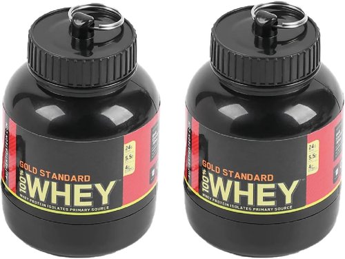 UNITED IMPORTS Protein Powder and Supplement Funnel Keychain - Protein Powder Container with Durable Key-Chain Portable to-Go Container for The Gym, Workouts, Fitness, and Travel, Black (2Pack, NO)