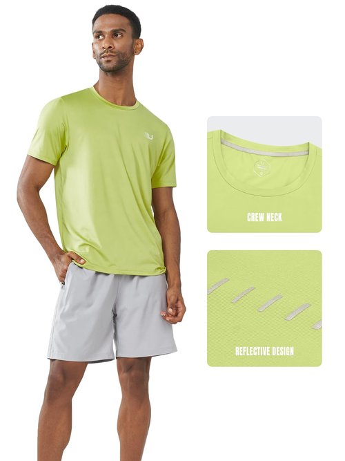 NORTHYAD Men's Athletic Shirts Workout Running Short Sleeve T-Shirt Quick Dry Lightweight Gym Tee Tops Lemon Yellow 3XL