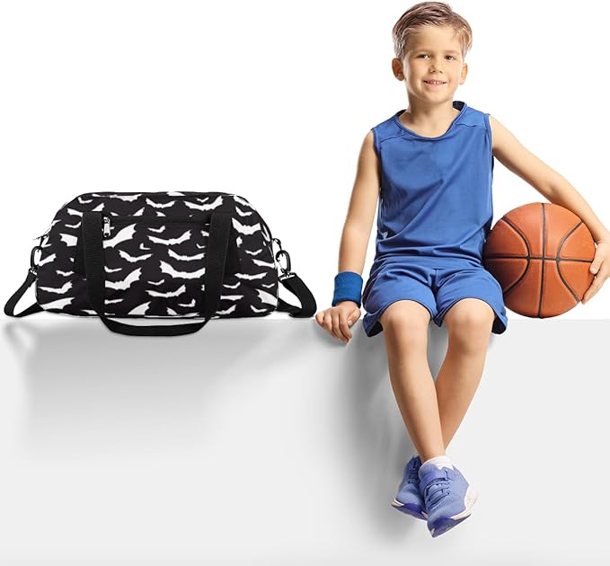 Halloween Bats Kids Overnight Duffle Bags Boys Girls Teen Sports Gym Bag for Weekender Travel Gymnastics Dance Ballet